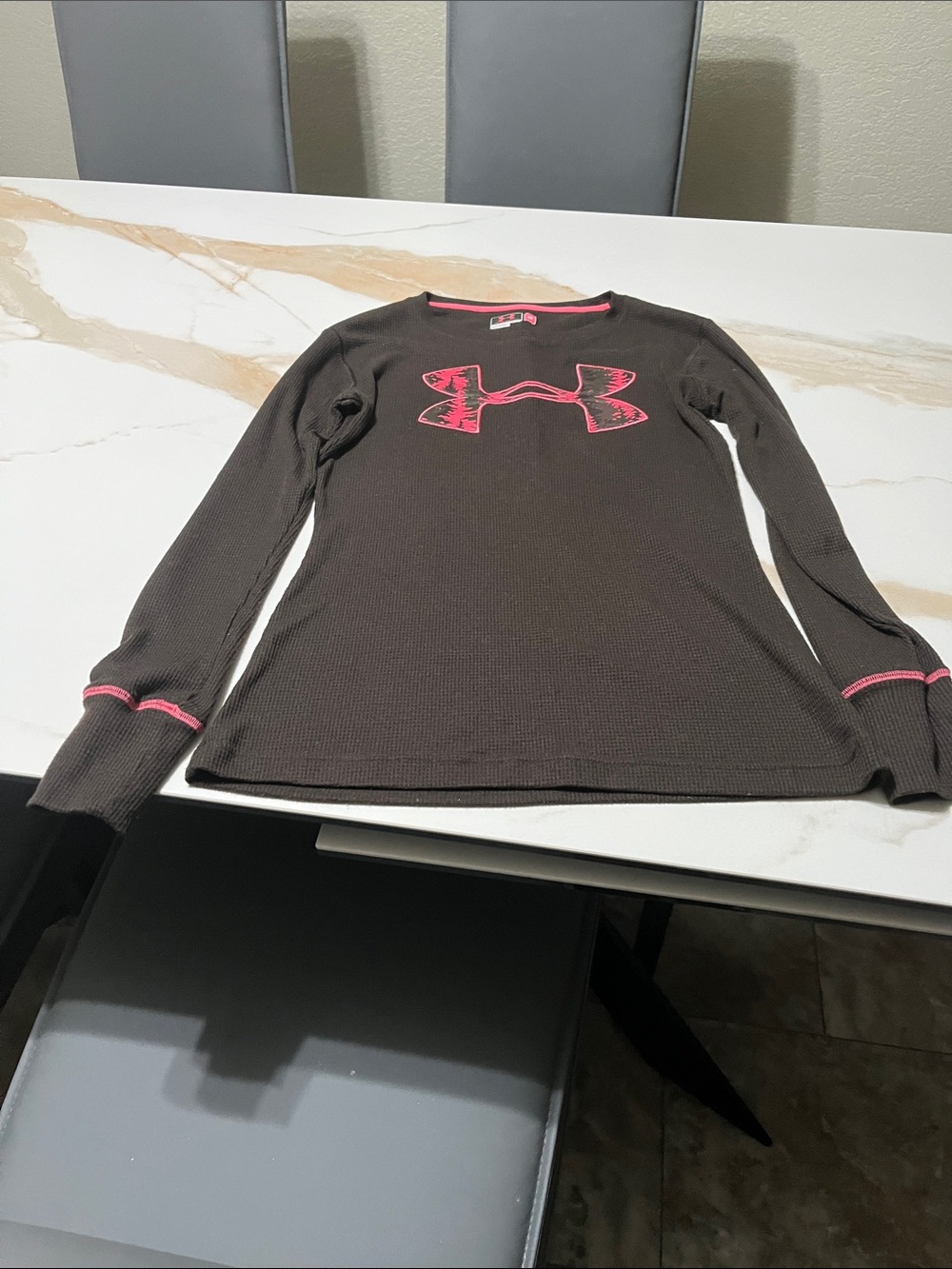 Under Armour Brown Long Sleeve Tee with Pink Logo